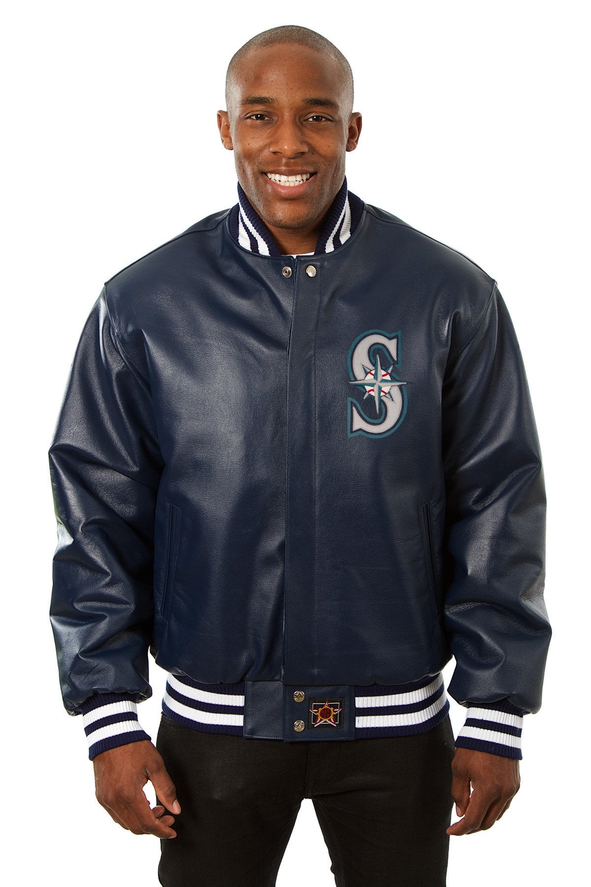 SEATTLE MARINERS FULL LEATHER JACKET - NAVY