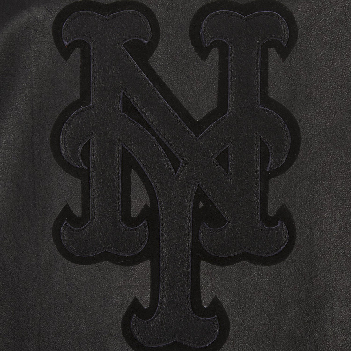 NEW YORK METS FULL LEATHER JACKET - BLACK/BLACK