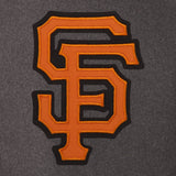 SAN FRANCISCO GIANTS WOOL & LEATHER REVERSIBLE JACKET W/ EMBROIDERED LOGOS - CHARCOAL/BLACK