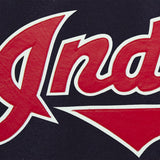 CLEVELAND GUARDIANS WOOL JACKET W/ HANDCRAFTED LEATHER LOGOS - NAVY