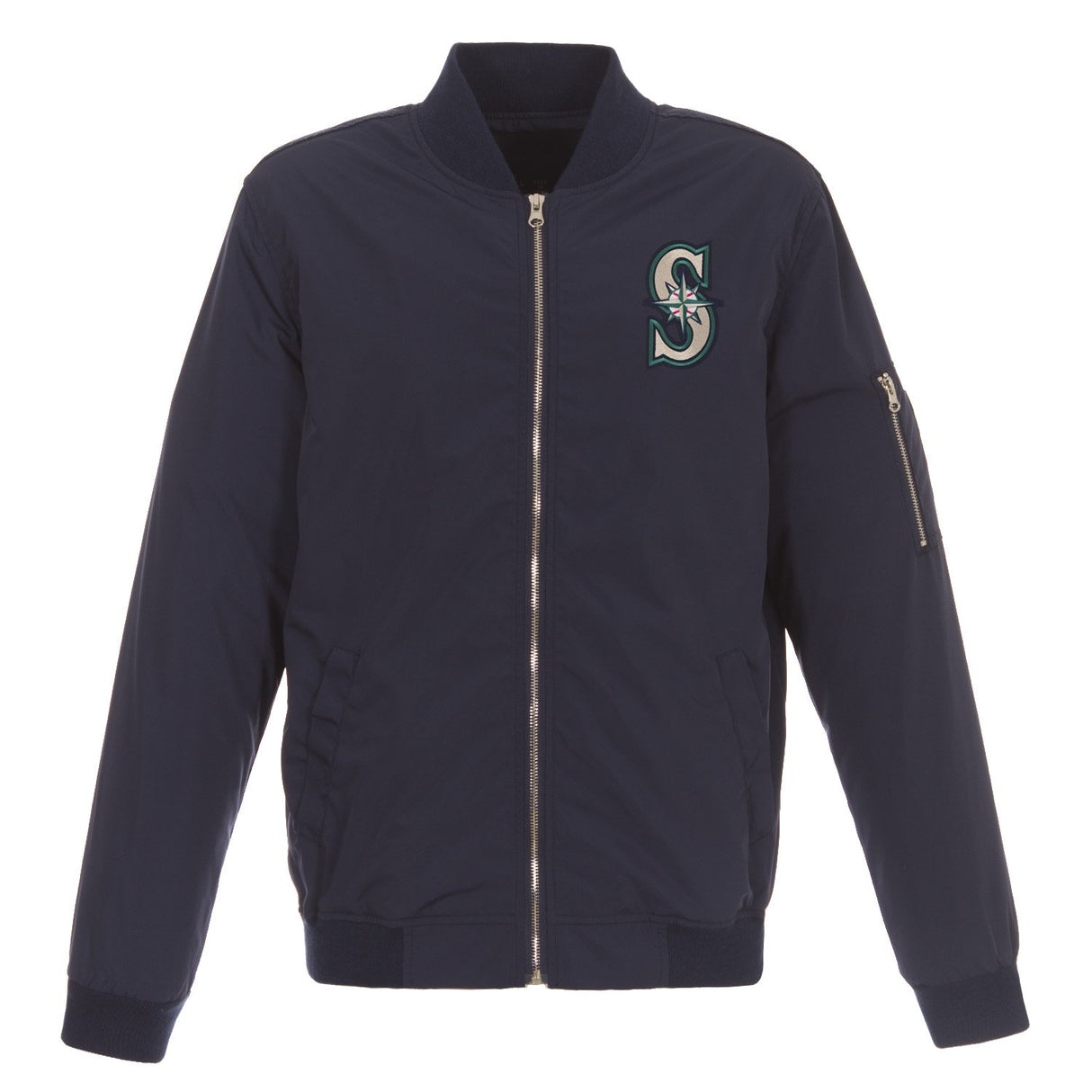 SEATTLE MARINERS JH DESIGN LIGHTWEIGHT NYLON BOMBER JACKET – NAVY