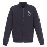 SEATTLE MARINERS JH DESIGN LIGHTWEIGHT NYLON BOMBER JACKET – NAVY