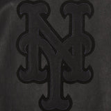NEW YORK METS FULL LEATHER JACKET - BLACK/BLACK