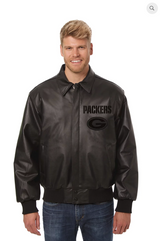 Green bay Packers Hand Crafted Leather Tonal Jacket